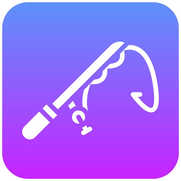 Ilustración del icono vectorial de la línea de lanzamiento del icono de pesca