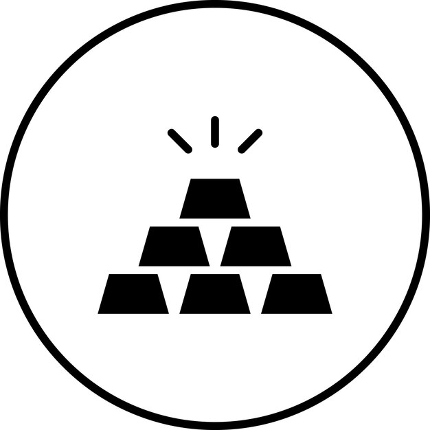 Ilustración del icono vectorial de lingotes de oro del conjunto de iconos de Crimen y Ley