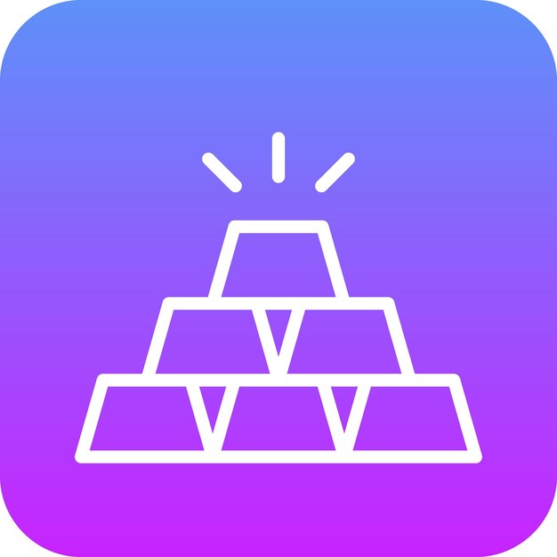 Ilustración del icono vectorial de lingotes de oro del conjunto de iconos de Crimen y Ley