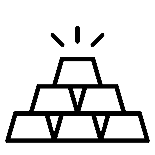 Ilustración del icono vectorial de lingotes de oro del conjunto de iconos de Crimen y Ley