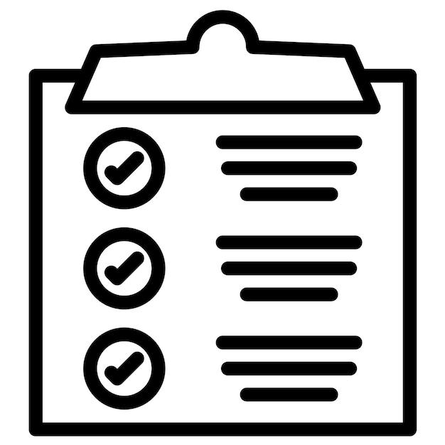 Ilustración del icono vectorial de la lista de comprobación del conjunto de iconos de aprendizaje