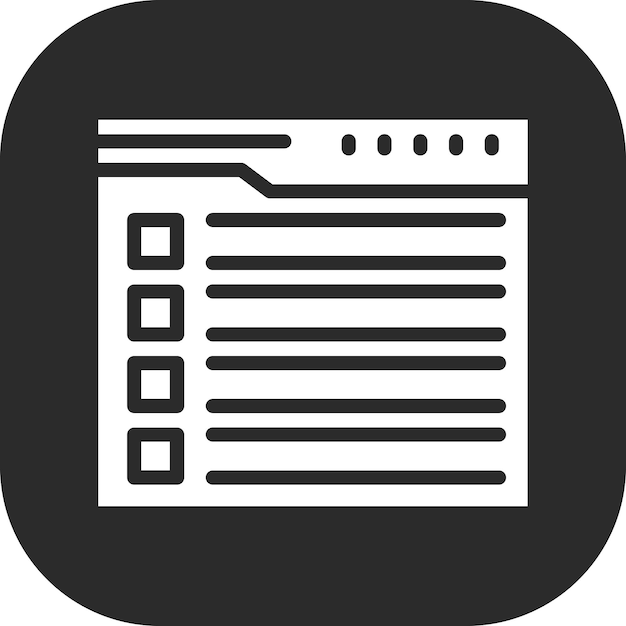 Ilustración del icono vectorial de la lista de comprobación del sitio web del conjunto de iconos de marketing