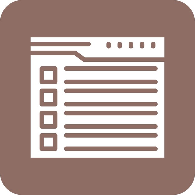 Ilustración del icono vectorial de la lista de comprobación del sitio web del conjunto de iconos de marketing