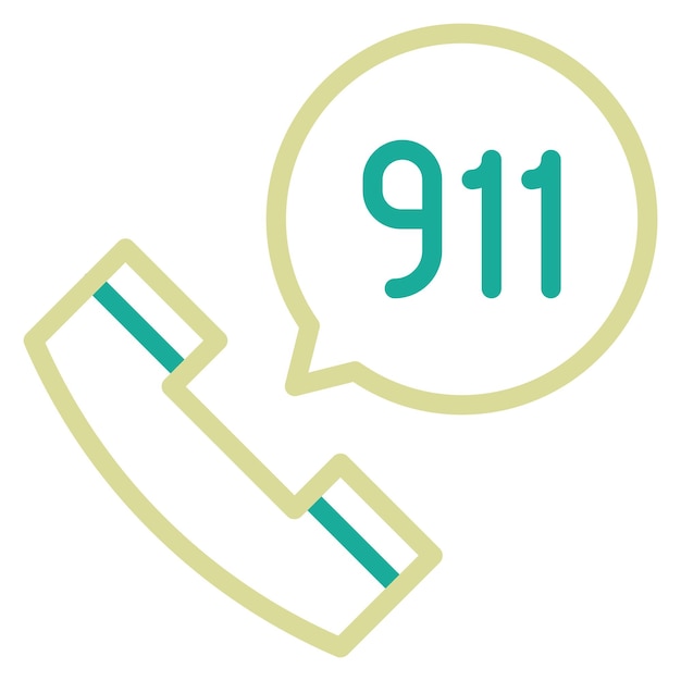 Ilustración del icono vectorial de llamada al 911 del conjunto de iconos de bomberos