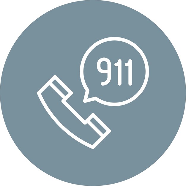 Ilustración del icono vectorial de llamada al 911 del conjunto de iconos de bomberos