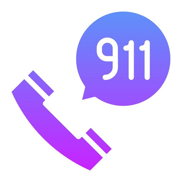 Ilustración del icono vectorial de llamada al 911 del conjunto de iconos de bomberos