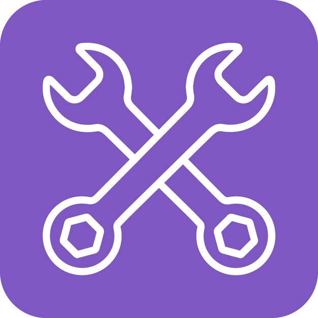 Ilustración del icono vectorial de la llave cruzada del conjunto de iconos de reparación de automóviles