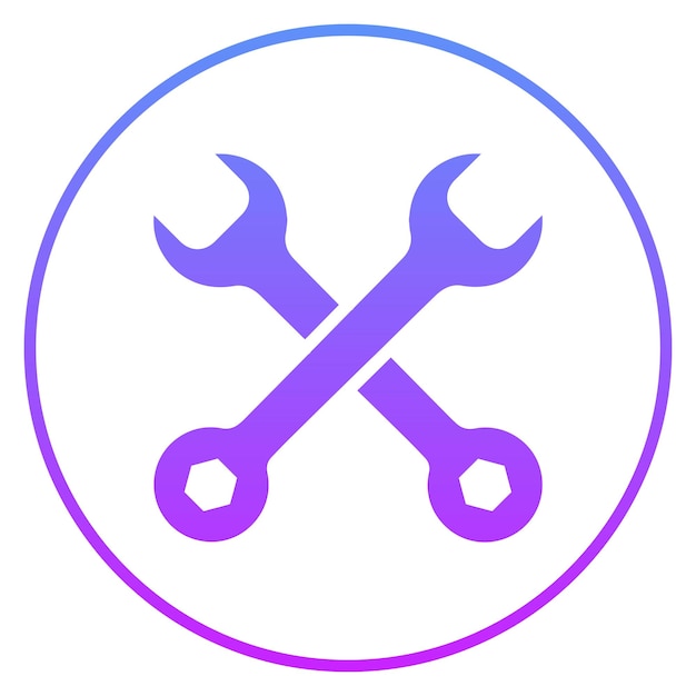 Ilustración del icono vectorial de la llave cruzada del conjunto de iconos de reparación de automóviles
