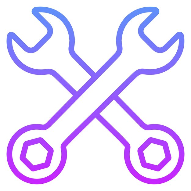Ilustración del icono vectorial de la llave cruzada del conjunto de iconos de reparación de automóviles