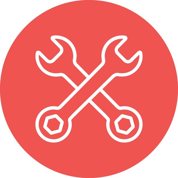 Ilustración del icono vectorial de la llave cruzada del conjunto de iconos de reparación de automóviles