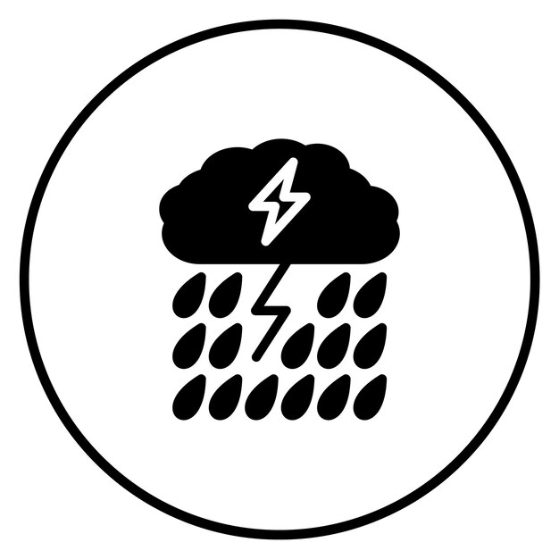 Ilustración del icono vectorial de lluvia pesada del conjunto de iconos de desastres naturales