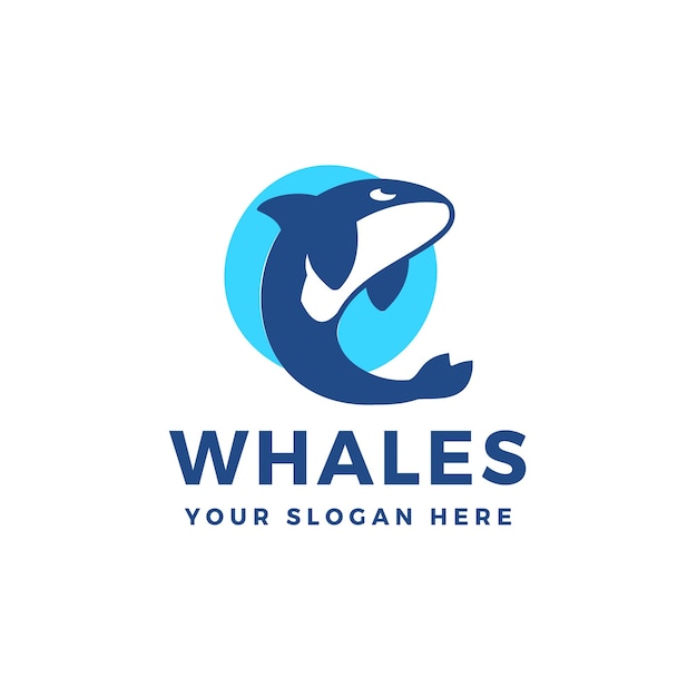 Ilustración del icono vectorial del logotipo de las ballenas
