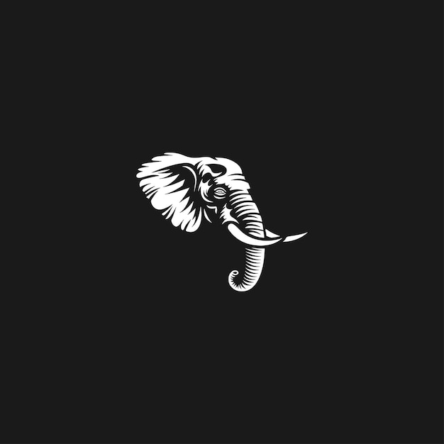 Ilustración del icono vectorial del logotipo de la cabeza del elefante