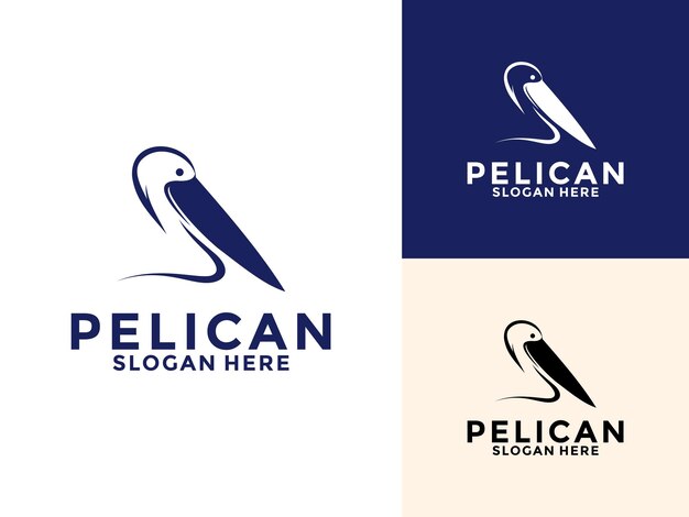 Ilustración del icono vectorial del logotipo de la cabeza del pelícano plantilla de diseño del logotipo creativo del pelícano