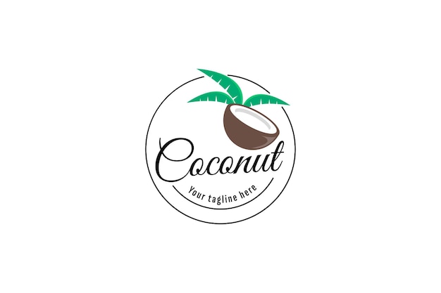 Ilustración del icono vectorial del logotipo del coco