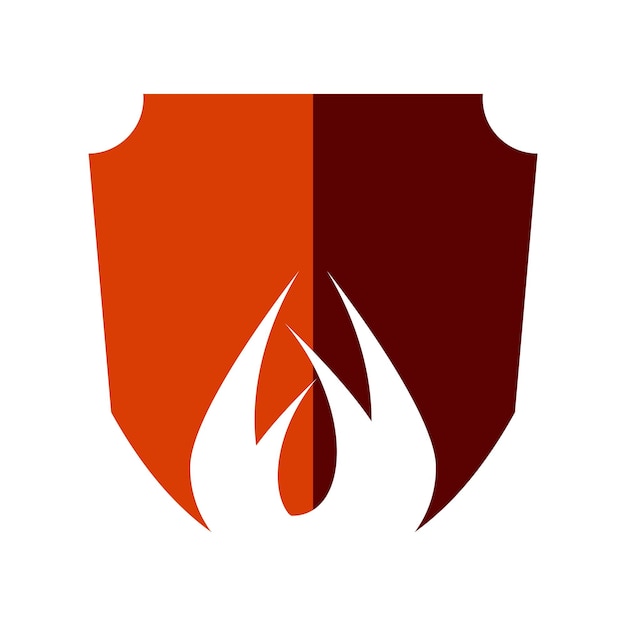 Ilustración del icono vectorial del logotipo del escudo de fuego