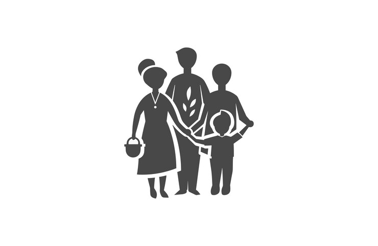Ilustración del icono vectorial del logotipo de la familia estilo vintage