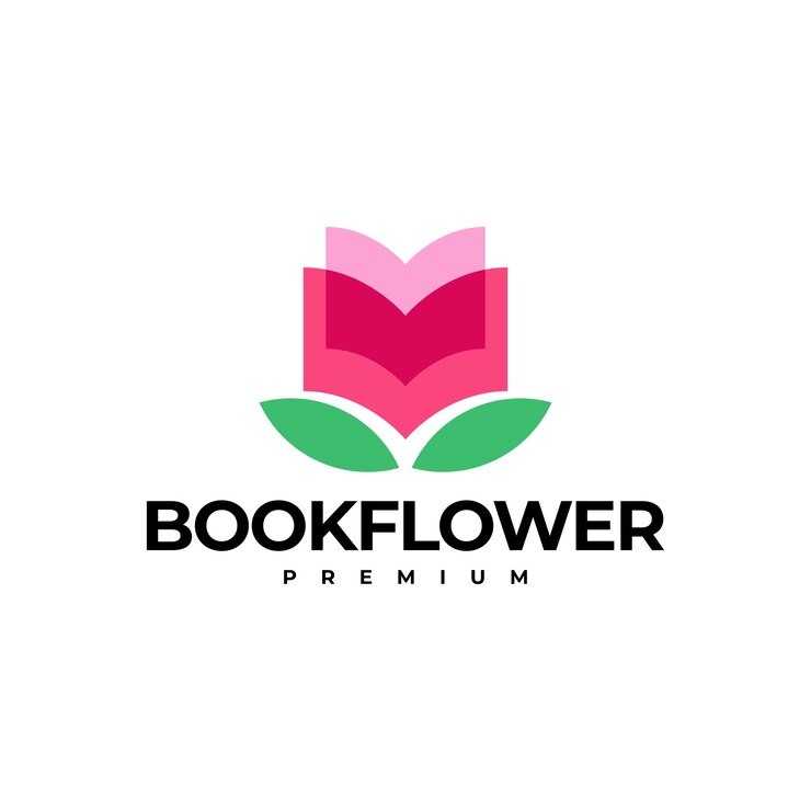 Vector ilustración del icono vectorial del logotipo de la flor de libro
