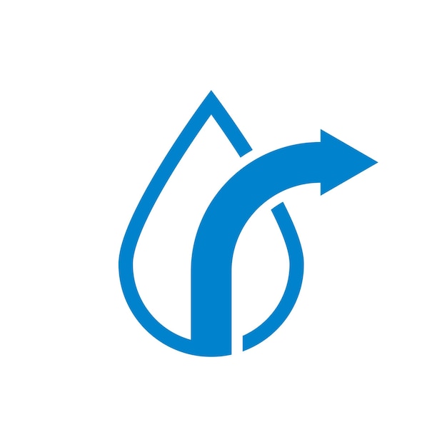 Ilustración del icono vectorial del logotipo de las gotas de agua de la flecha
