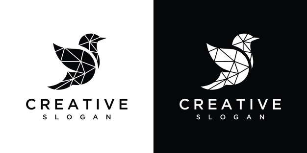 Ilustración del icono vectorial del logotipo del hipster de pájaro geométrico