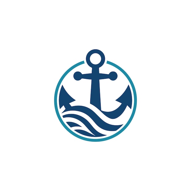 Ilustración del icono vectorial del logotipo moderno del anclaje Símbolo náutico