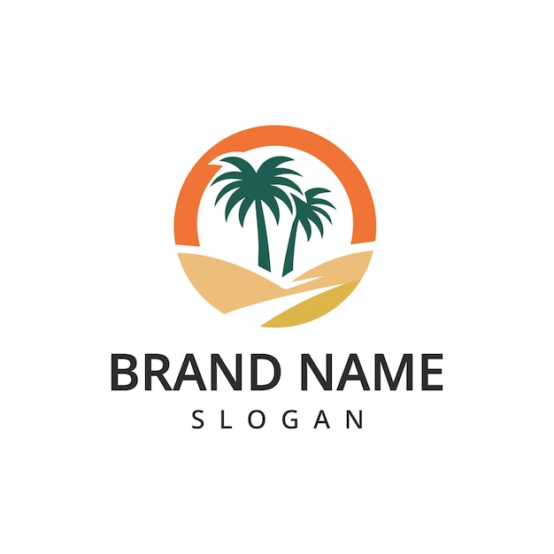 Ilustración del icono vectorial del logotipo de la palmera