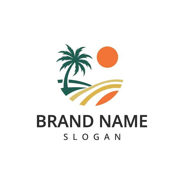 Ilustración del icono vectorial del logotipo de la palmera