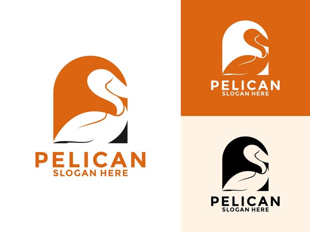Ilustración del icono vectorial del logotipo del pelícano plantilla de diseño del logotipo creativo del pelícano