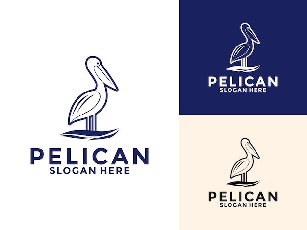 Ilustración del icono vectorial del logotipo del pelícano plantilla de diseño del logotipo creativo del pelícano