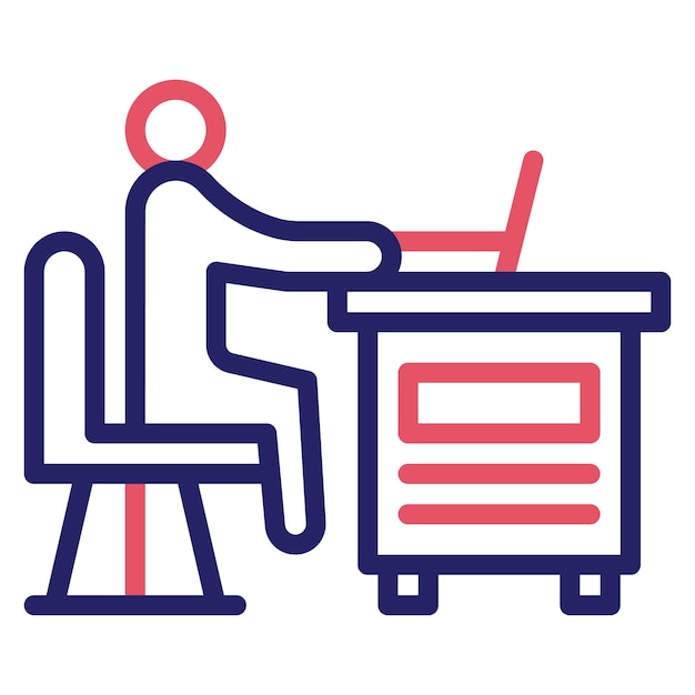 Ilustración del icono vectorial del lugar de trabajo del conjunto de iconos interiores