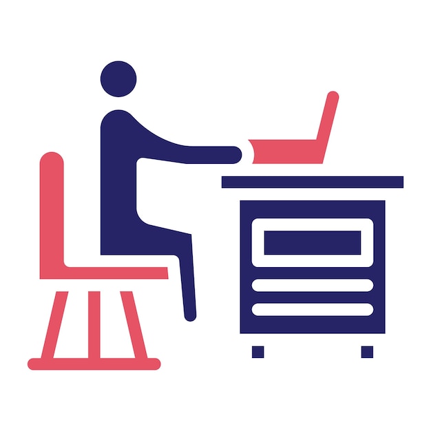 Ilustración del icono vectorial del lugar de trabajo del conjunto de iconos interiores