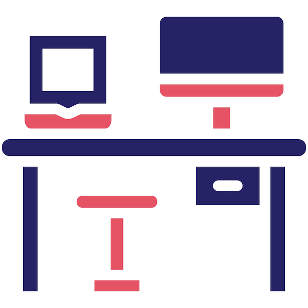 Ilustración del icono vectorial del lugar de trabajo del conjunto de iconos de negocios y oficinas