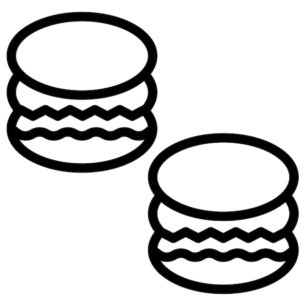 Vector ilustración del icono vectorial de macarrones del conjunto de iconos de dulces y dulces