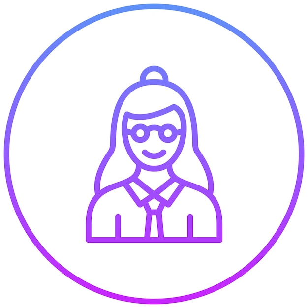 Ilustración del icono vectorial de la maestra femenina del conjunto de iconos de aprendizaje
