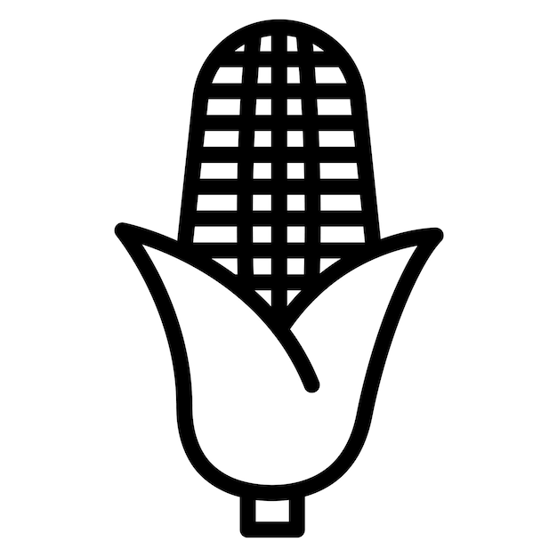 Ilustración del icono vectorial del maíz del conjunto de iconos del restaurante