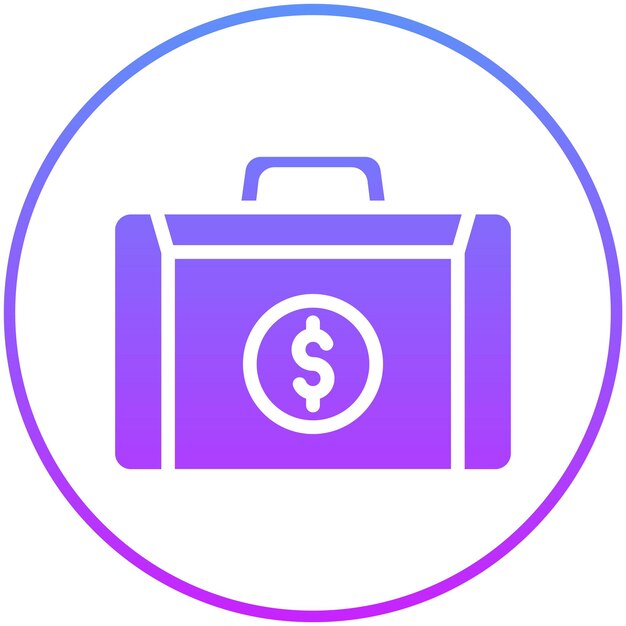 Ilustración del icono vectorial de la maleta de efectivo del conjunto de iconos de Finanzas y Dinero