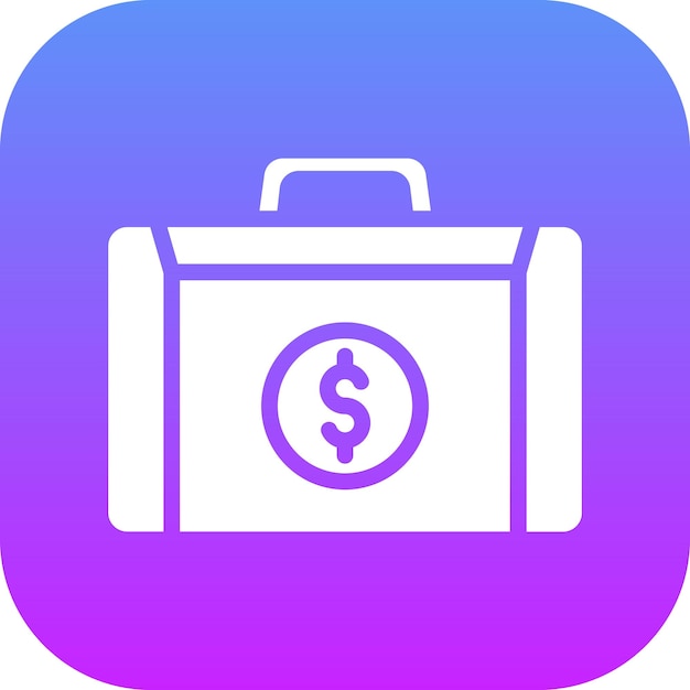 Ilustración del icono vectorial de la maleta de efectivo del conjunto de iconos de Finanzas y Dinero