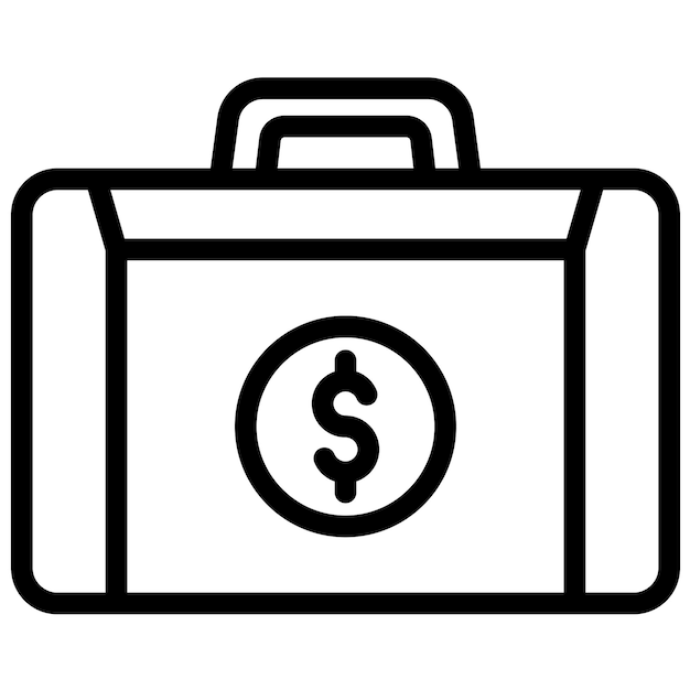 Ilustración del icono vectorial de la maleta de efectivo del conjunto de iconos de Finanzas y Dinero