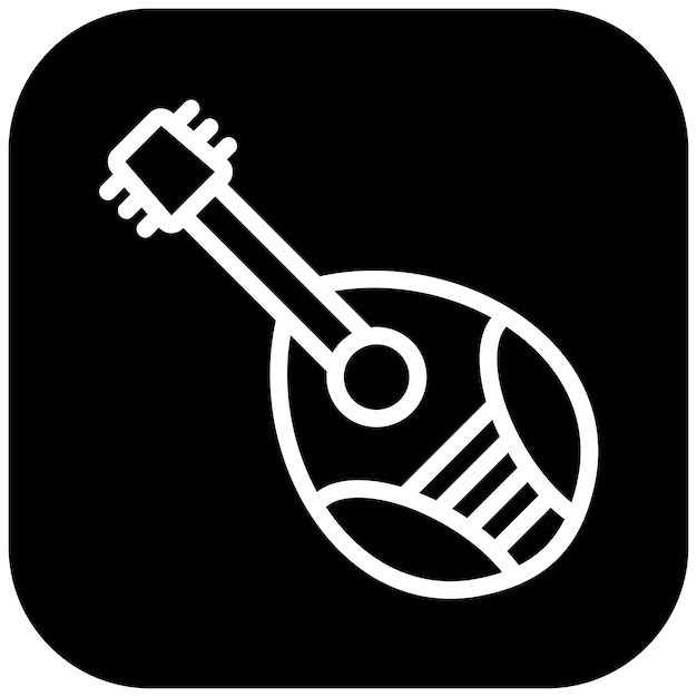 Ilustración del icono vectorial de la mandolina del conjunto de iconos de Italia