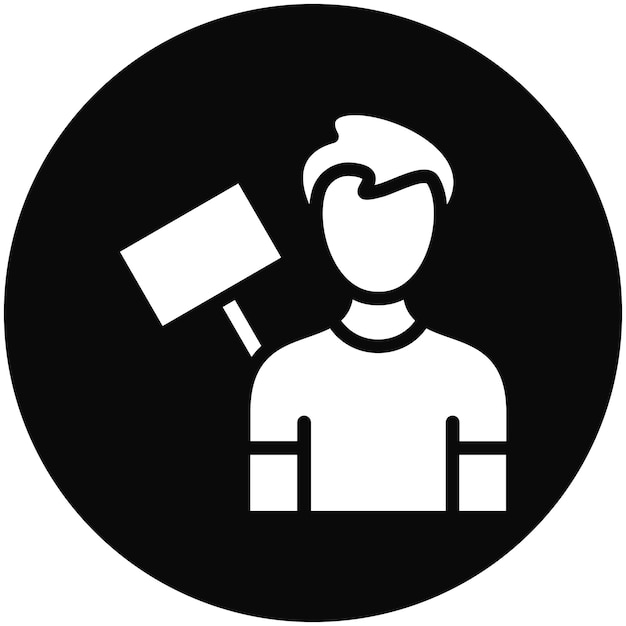 Ilustración del icono vectorial del manifestante masculino del conjunto de iconos de protesta y desobediencia civil