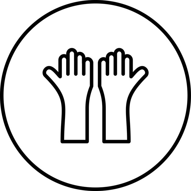 Ilustración del icono vectorial de la mano levantada del conjunto de iconos de comunicaciones