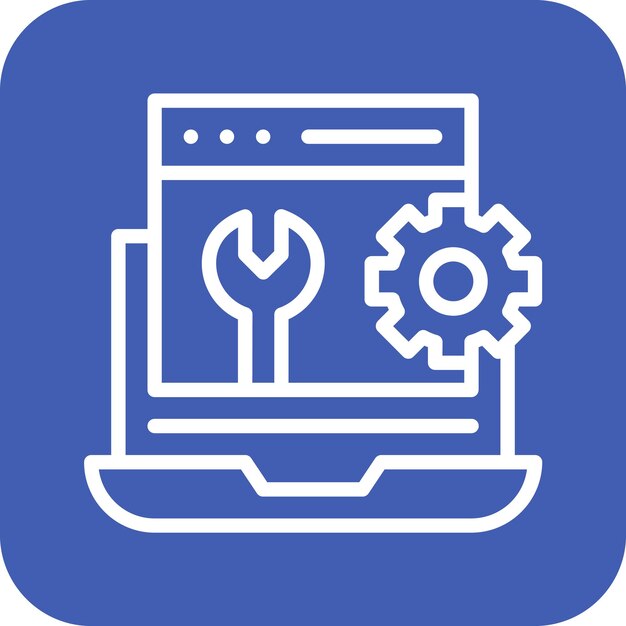 Ilustración del icono vectorial de mantenimiento web del conjunto de iconos de codificación y desarrollo