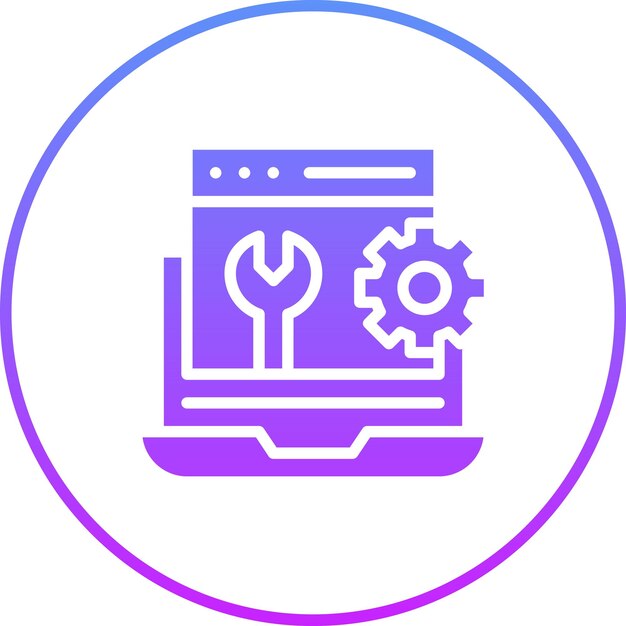 Ilustración del icono vectorial de mantenimiento web del conjunto de iconos de codificación y desarrollo