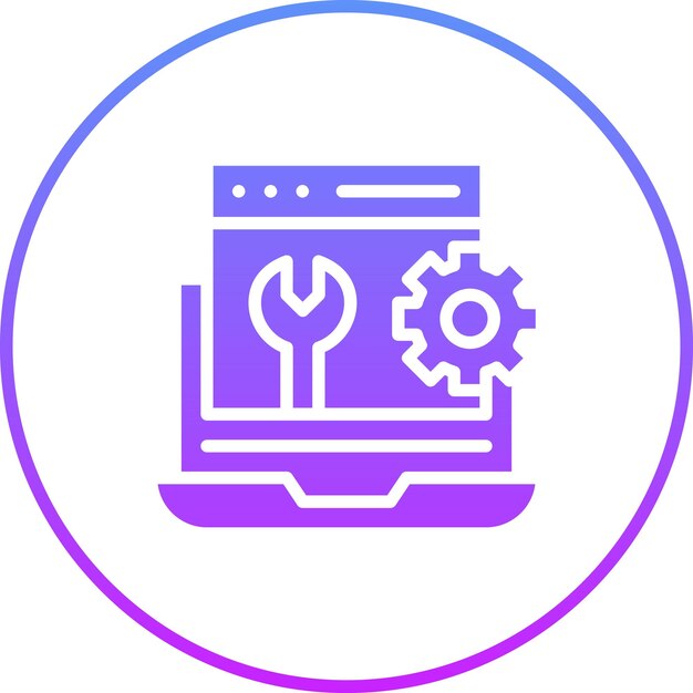 Vector ilustración del icono vectorial de mantenimiento web del conjunto de iconos de codificación y desarrollo