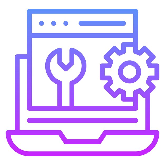 Ilustración del icono vectorial de mantenimiento web del conjunto de iconos de codificación y desarrollo