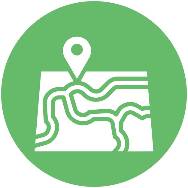 Ilustración del icono vectorial del mapa del conjunto de iconos de pesca