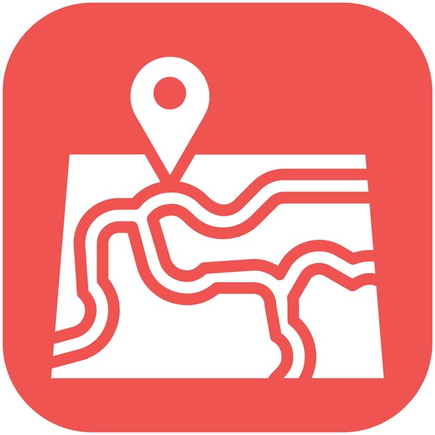 Ilustración del icono vectorial del mapa del conjunto de iconos de pesca