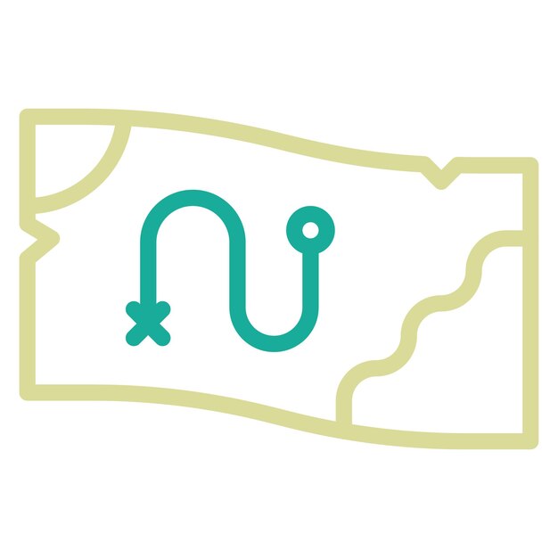 Ilustración del icono vectorial del mapa del tesoro del conjunto de iconos del Oeste Salvaje