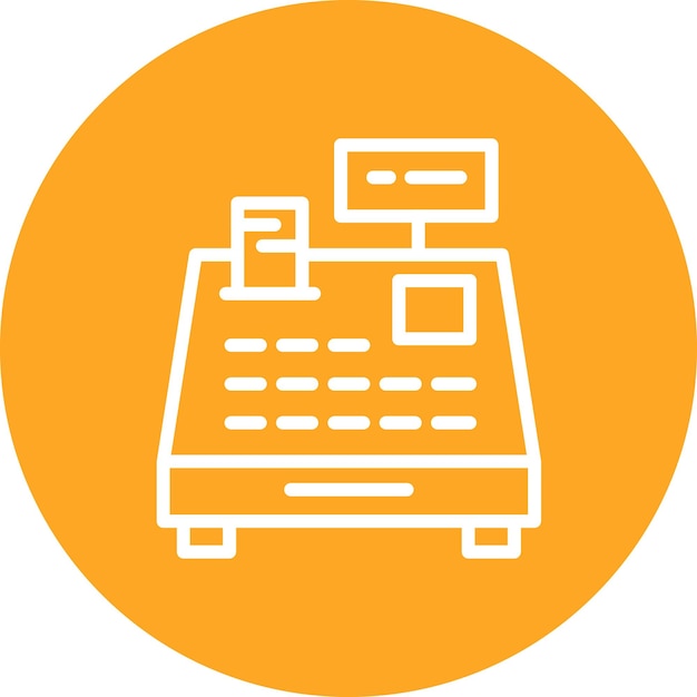 Ilustración del icono vectorial de la máquina de caja del icono del restaurante