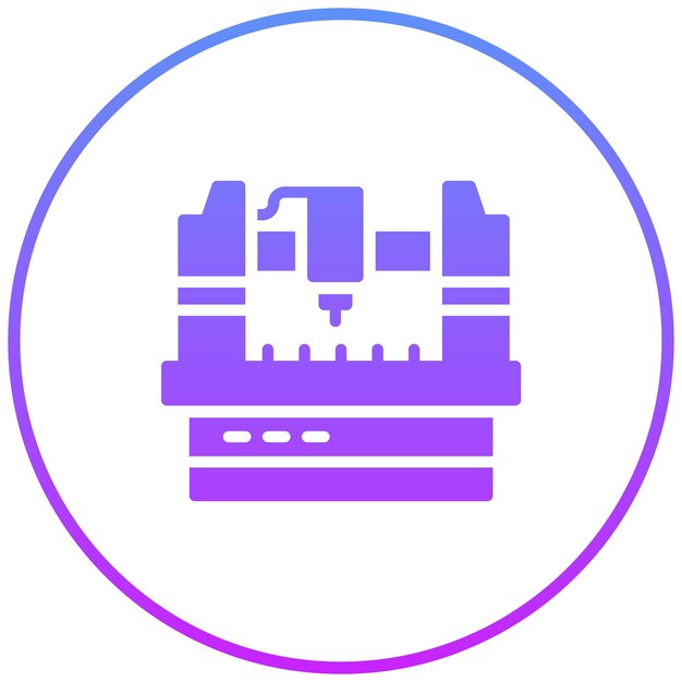 Ilustración del icono vectorial de la máquina Cnc del conjunto de iconos del proceso industrial